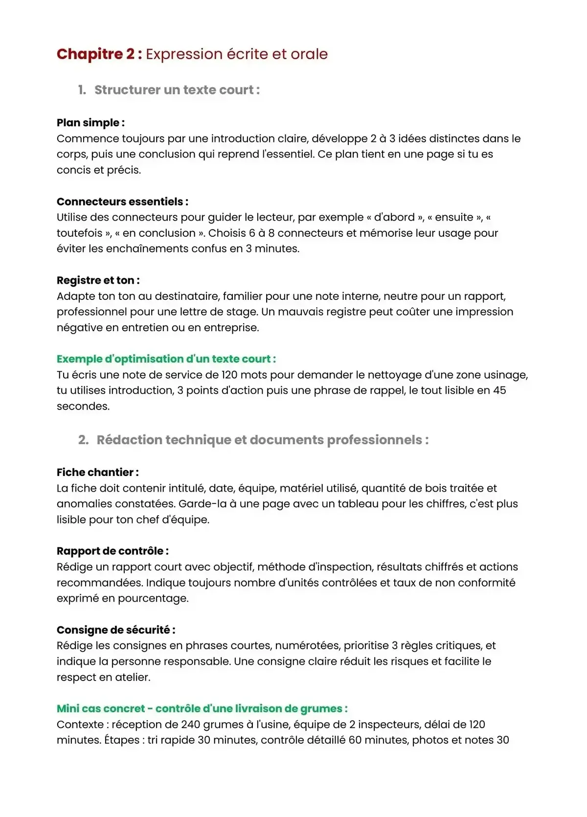 Example Fiche de Révision Bac Pro Scierie